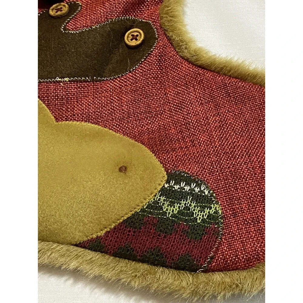 Stocking Christmas Moose with Faux Fur Trim Xmas Decor Candy Bag Sock